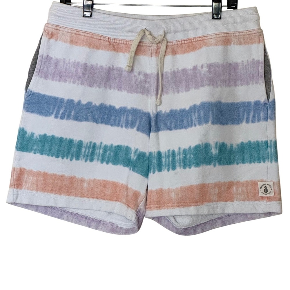 Chubbies Lounge Shorts Multicolor Striped Tie Dye Cotton Women Size Medium 7"